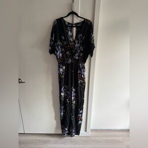 American Eagle Floral Pant Jumpsuit Womens Size L Flutter Sleeve